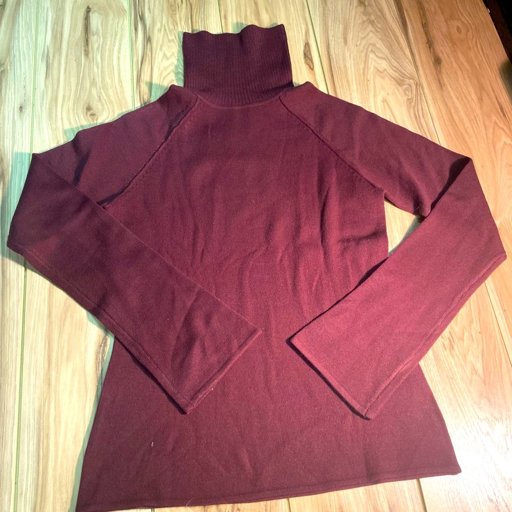 TAKE OUT Turtleneck Burgundy Sweater in Lg